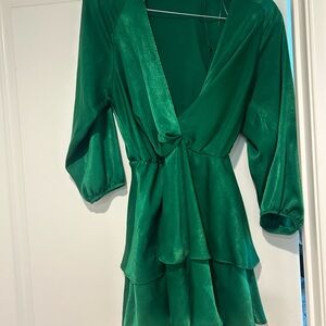 Elegant Green Wrap Dress